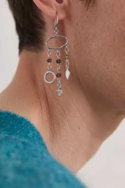 Chy Silver Tone Charm Earrings