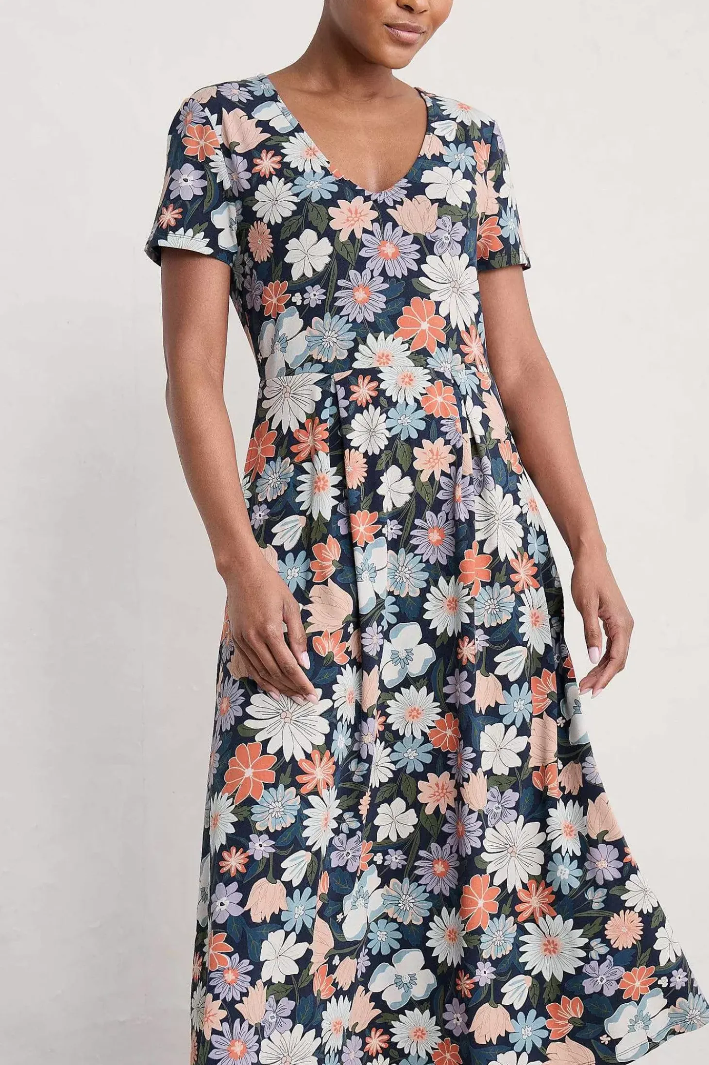 Helena Short Sleeve V-Neck Midi Dress