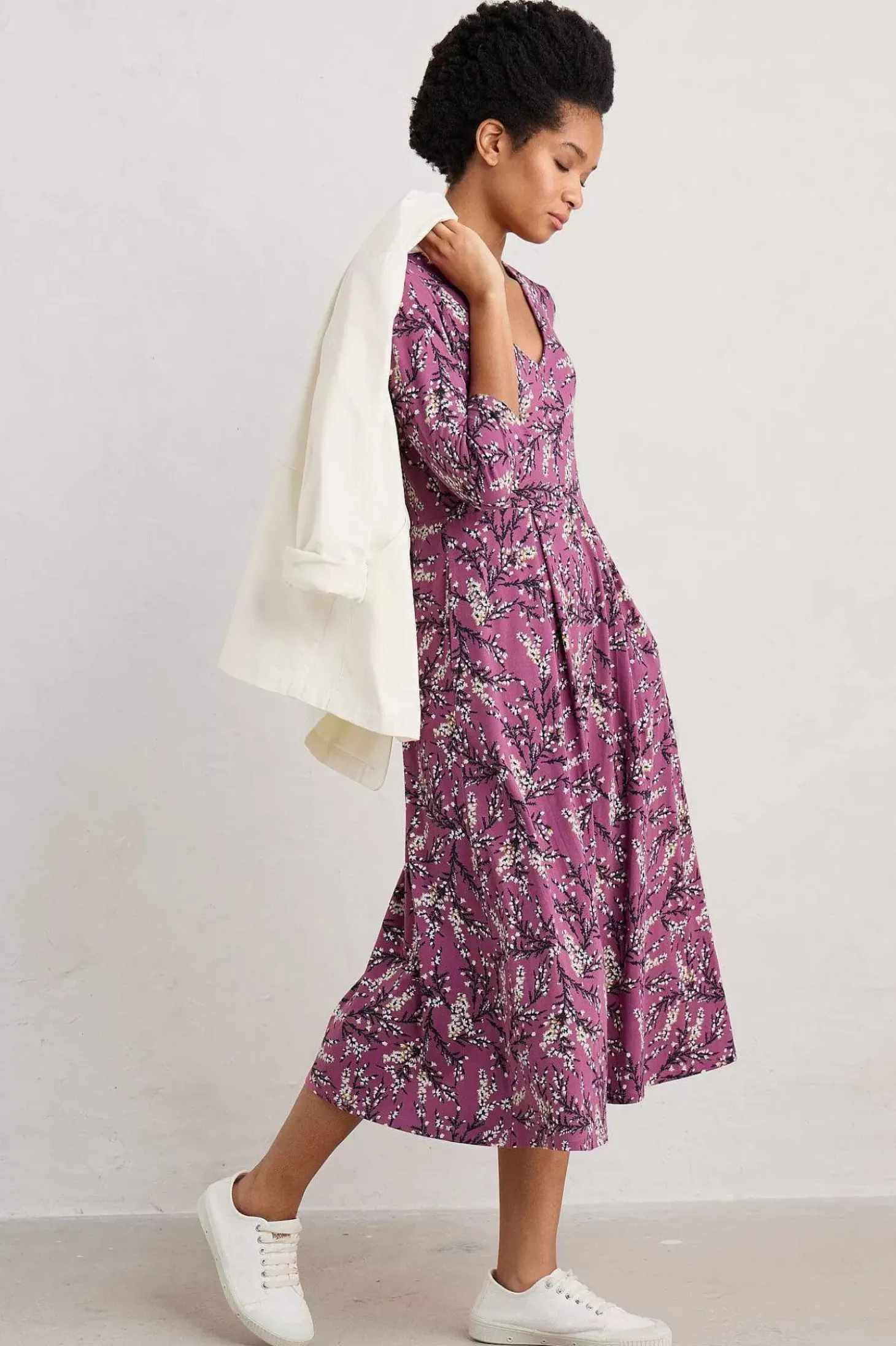 Helena V-Neck Jersey Midi Dress (Gots)