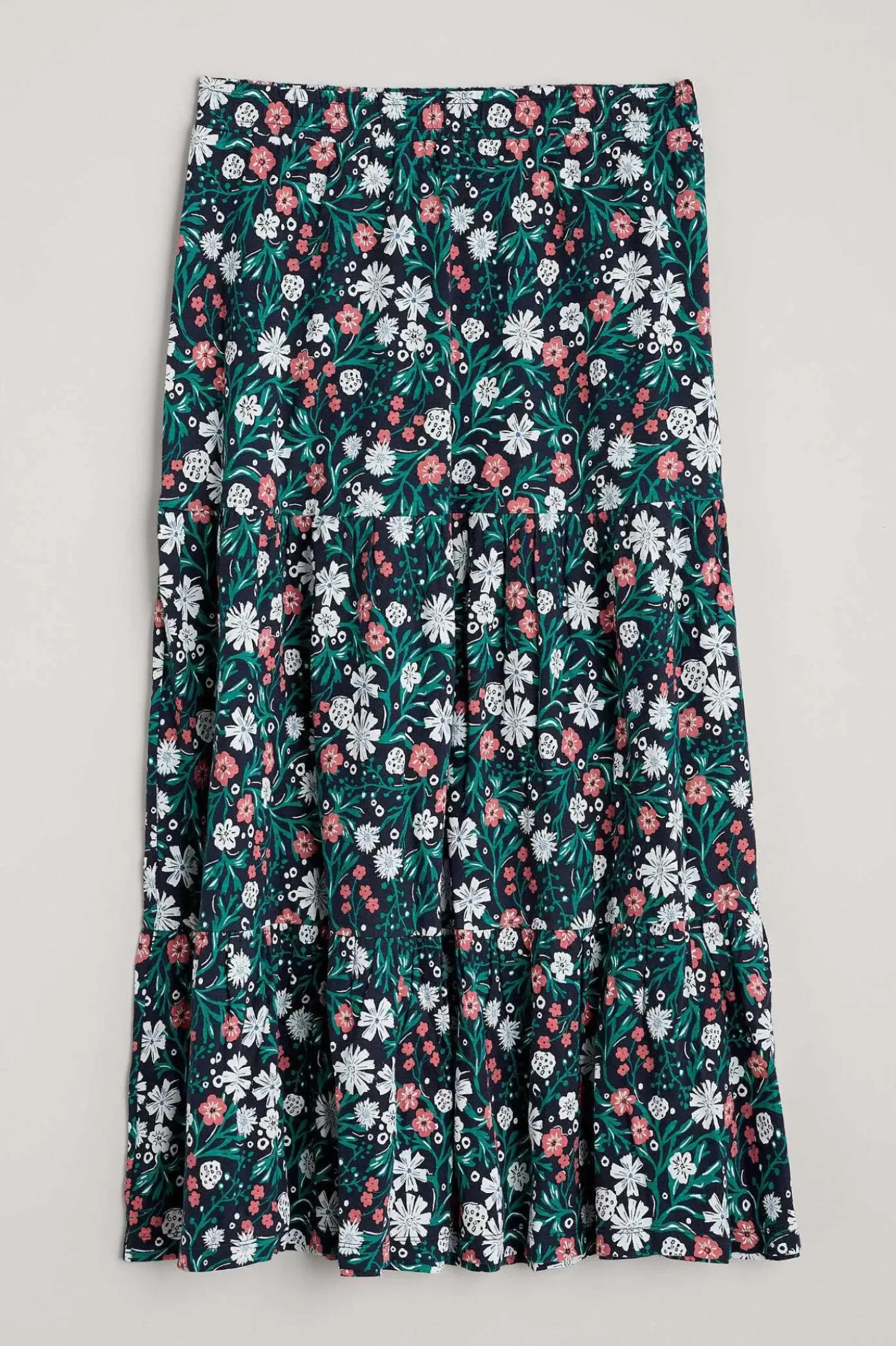 Line Strokes Tiered Midi Skirt