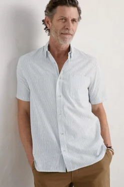 Men's Blue Heron Seersucker Short Sleeve Shirt
