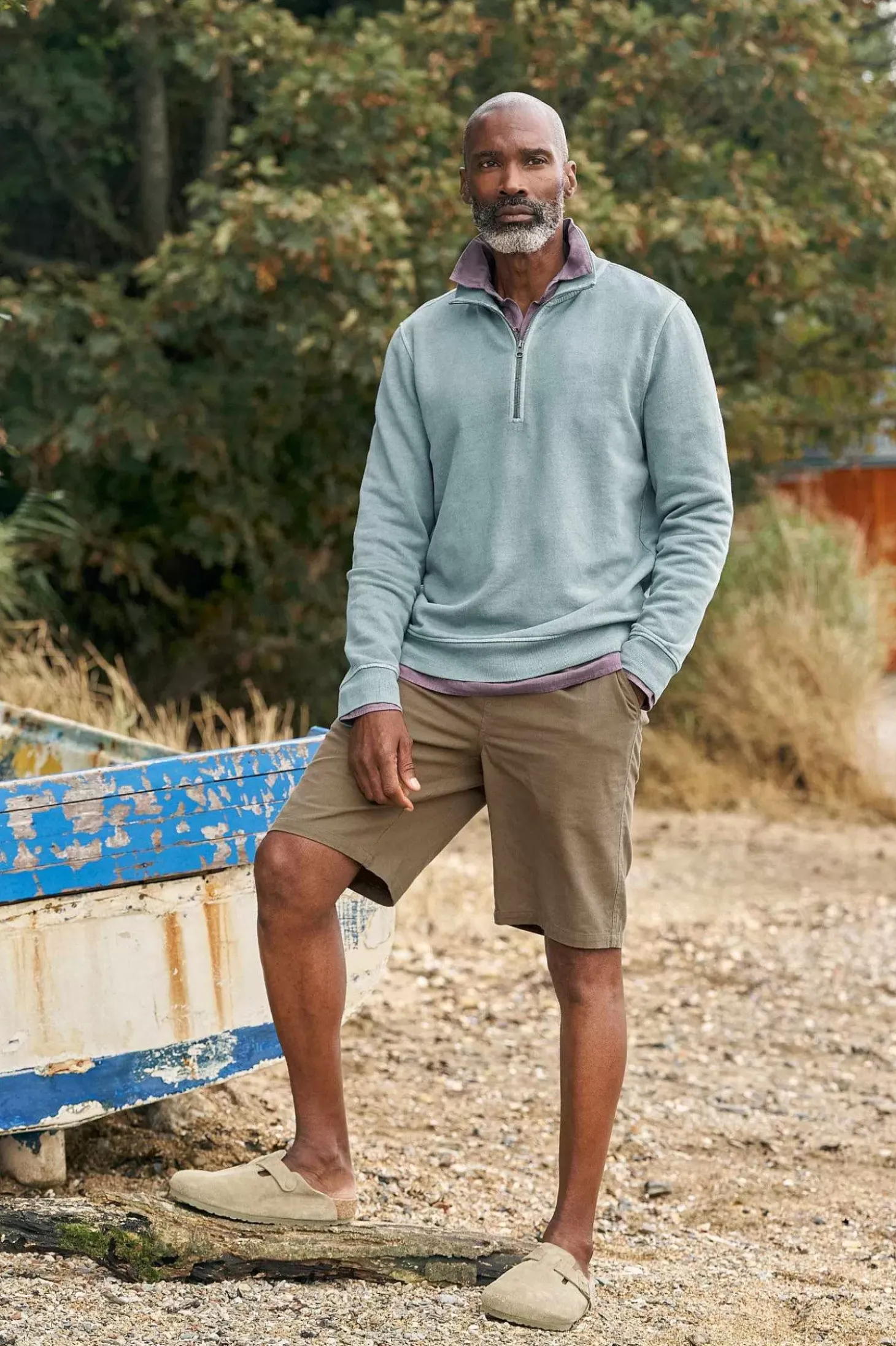 Men's Wood Moss Quarter Zip Sweatshirt