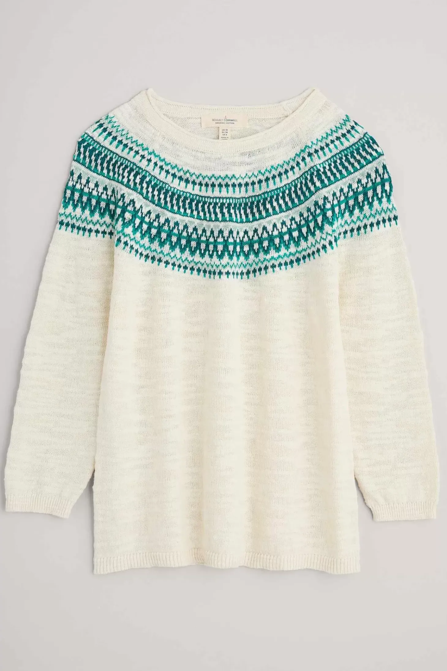 Penvoose Three Quarter Sleeve Fair Isle Jumper