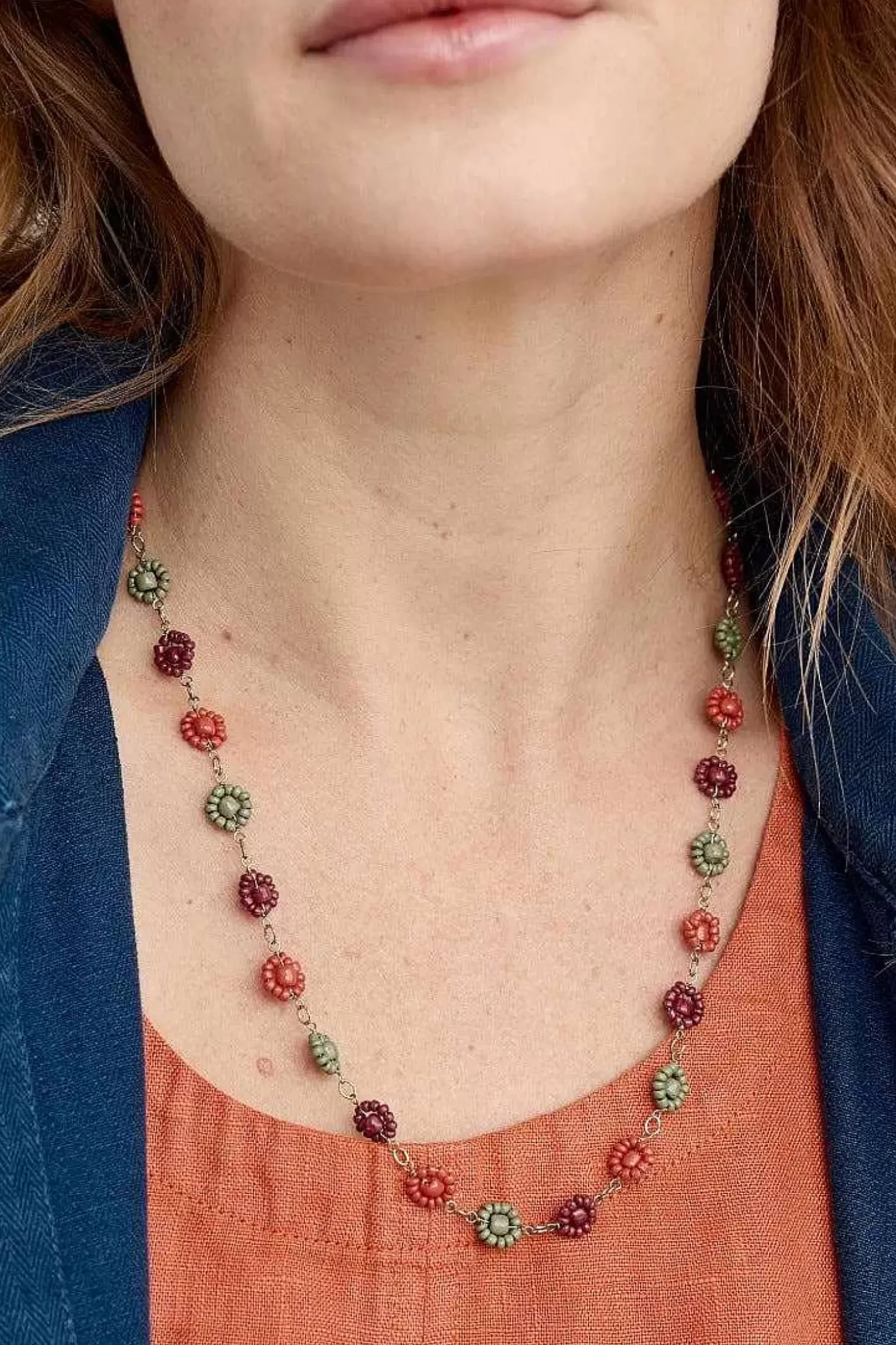 Polyantha Floral Bead Necklace