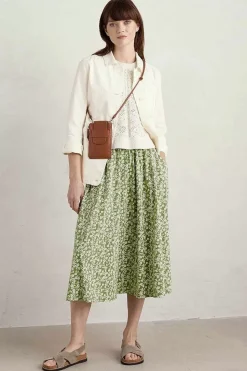 Ready Sail Printed Jersey Midi Skirt