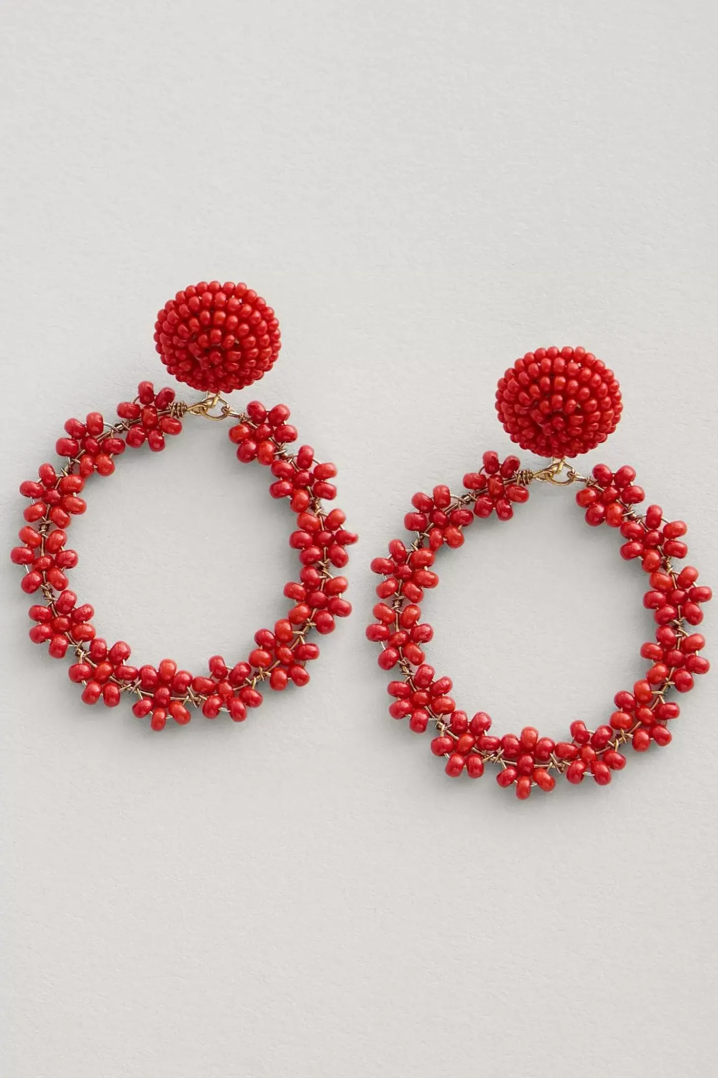 Redpoll Beaded Circle Earrings