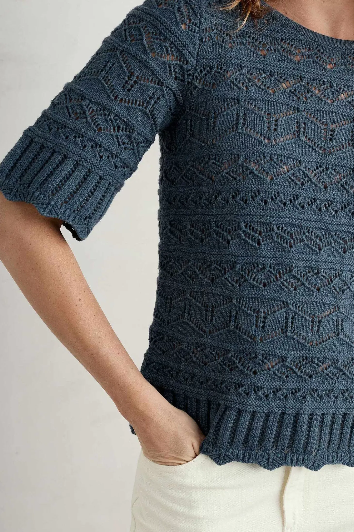 River Cross Pointelle Knit Top