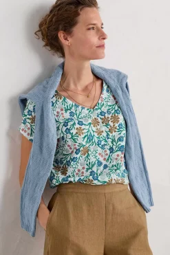 Studio Glass V-Neck Jersey Top
