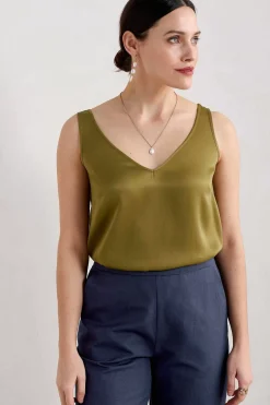 Wilder V-Neck Satin Vest