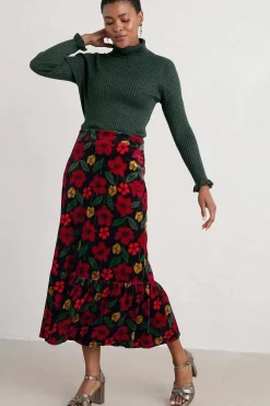 Wildflower Tiered Velvet Maxi Skirt
